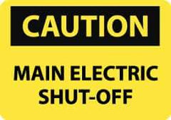 NMC - "Caution - Main Electric Shut-Off", 10" Long x 14" Wide, Rigid Plastic Safety Sign - Rectangle, 0.05" Thick, Use for Accident Prevention - All Tool & Supply