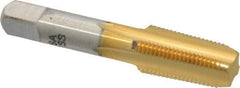 Hertel - 1/8-27 NPT Thread, 4 Flute Standard Pipe Tap - 2-1/8" OAL, TiN Finish, High Speed Steel - Exact Industrial Supply