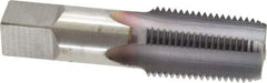 Hertel - 1/2-14 NPT Thread, 4 Flute Standard Pipe Tap - 3-1/8" OAL, TiCN Finish, High Speed Steel - Exact Industrial Supply