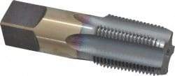 Hertel - 3/4-14 NPT Thread, 5 Flute Standard Pipe Tap - 3-1/4" OAL, TiCN Finish, High Speed Steel - Exact Industrial Supply