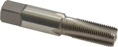 Hertel - 1/8-28" BSPRP, 4 Flutes, Bottoming Chamfer, Bright Finish, High Speed Steel British Standard Pipe Tap - 3/4" Thread Length, 2-1/8" Overall Length - Exact Industrial Supply