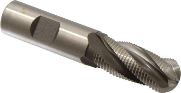 Hertel - 3/4" Diam, Fine Pitch, 1-5/8" LOC, 4 Flute Cobalt Roughing Ball End Mill - Uncoated, 3-7/8" OAL, 3/4" Shank Diam, Single End, Centercutting, 30° Helix - All Tool & Supply