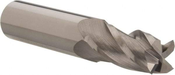 Hertel - 11/16", 1-1/2" LOC, 3/4" Shank Diam, 4" OAL, 4 Flute, Solid Carbide Square End Mill - Single End, Uncoated, Spiral Flute, 30° Helix, Centercutting, Right Hand Cut, Right Hand Flute - All Tool & Supply