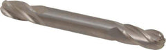 Hertel - 3/8" Diam, 3/4" LOC, 4 Flute Solid Carbide Ball End Mill - Uncoated, Double End, 3-1/2" OAL, 3/8" Shank Diam, Spiral Flute - All Tool & Supply