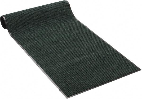 PRO-SAFE - 10 Ft. Long x 3 Ft. Wide, Poly Blended Carpet Surface, Ribbed Entrance Matting - 5/16 Inch Thick, Indoor, Medium Traffic, Vinyl, Green - All Tool & Supply