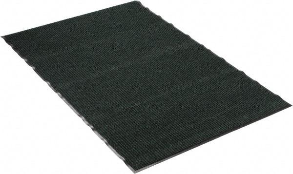 PRO-SAFE - 6 Ft. Long x 4 Ft. Wide, Poly Blended Carpet Surface, Ribbed Entrance Matting - 5/16 Inch Thick, Indoor, Medium Traffic, Vinyl, Green - All Tool & Supply