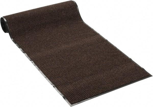 PRO-SAFE - 10 Ft. Long x 3 Ft. Wide, Poly Blended Carpet Surface, Ribbed Entrance Matting - 5/16 Inch Thick, Indoor, Medium Traffic, Vinyl, Brown - All Tool & Supply