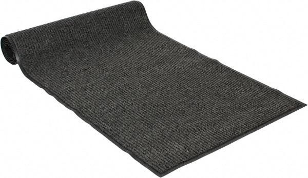 PRO-SAFE - 10 Ft. Long x 3 Ft. Wide, Poly Blended Carpet Surface, Ribbed Entrance Matting - 5/16 Inch Thick, Indoor, Medium Traffic, Vinyl, Gray - All Tool & Supply