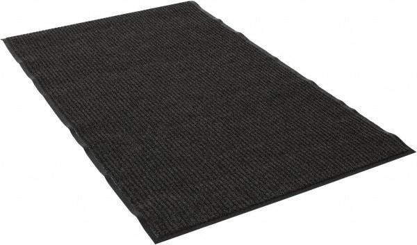 PRO-SAFE - 5 Ft. Long x 3 Ft. Wide, Poly Blended Carpet Surface, Ribbed Entrance Matting - 5/16 Inch Thick, Indoor, Medium Traffic, Vinyl, Gray - All Tool & Supply