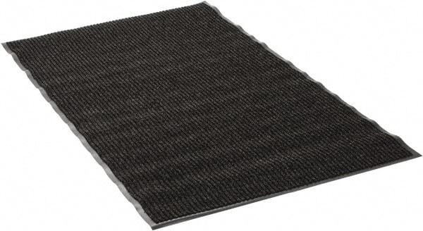 PRO-SAFE - 5 Ft. Long x 3 Ft. Wide, Poly Blended Carpet Surface, Ribbed Entrance Matting - 5/16 Inch Thick, Indoor, Medium Traffic, Vinyl, Black - All Tool & Supply