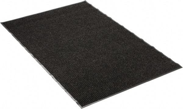 PRO-SAFE - 6 Ft. Long x 4 Ft. Wide, Poly Blended Carpet Surface, Ribbed Entrance Matting - 5/16 Inch Thick, Indoor, Medium Traffic, Vinyl, Black - All Tool & Supply