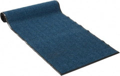 PRO-SAFE - 10 Ft. Long x 3 Ft. Wide, Poly Blended Carpet Surface, Chevron Ribbed Entrance Matting - 5/16 Inch Thick, Indoor, Medium Traffic, Vinyl, Blue, 4 Edged Side - All Tool & Supply