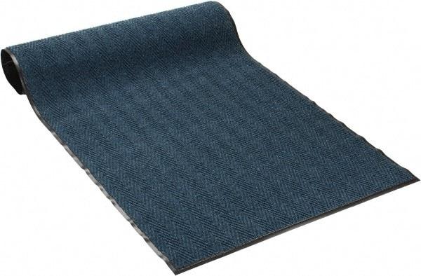 PRO-SAFE - 8 Ft. Long x 4 Ft. Wide, Poly Blended Carpet Surface, Chevron Ribbed Entrance Matting - 5/16 Inch Thick, Indoor, Medium Traffic, Vinyl, Blue, 4 Edged Side - All Tool & Supply