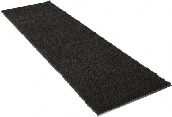 PRO-SAFE - 10 Ft. Long x 3 Ft. Wide, Poly Blended Carpet Surface, Chevron Ribbed Entrance Matting - 5/16 Inch Thick, Indoor, Medium Traffic, Vinyl, Charcoal, 4 Edged Side - All Tool & Supply