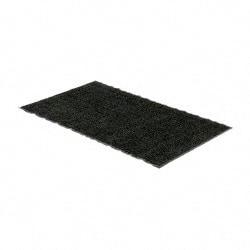 PRO-SAFE - 5 Ft. Long x 3 Ft. Wide, Poly Blended Carpet Surface, Chevron Ribbed Entrance Matting - 5/16 Inch Thick, Indoor, Medium Traffic, Vinyl, Charcoal, 4 Edged Side - All Tool & Supply