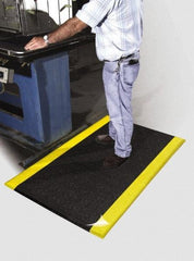 PRO-SAFE - 20' Long x 3' Wide, Dry Environment, Anti-Fatigue Matting - Black with Yellow Borders, Urethane with Vinyl Sponge Base, Beveled on 4 Sides - All Tool & Supply