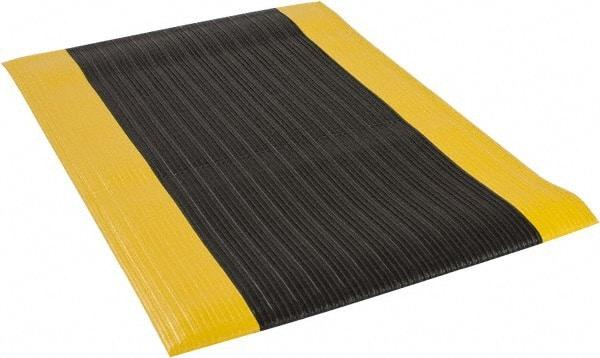 PRO-SAFE - 3' Long x 2' Wide, Dry Environment, Anti-Fatigue Matting - Black with Yellow Borders, Vinyl with Vinyl Sponge Base, Beveled on 4 Sides - All Tool & Supply