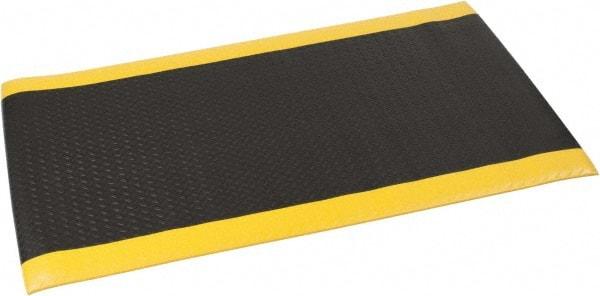 PRO-SAFE - 5' Long x 3' Wide, Dry Environment, Anti-Fatigue Matting - Black with Yellow Borders, Vinyl with Vinyl Sponge Base, Beveled on 4 Sides - All Tool & Supply