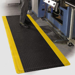 PRO-SAFE - 12' Long x 3' Wide, Dry Environment, Anti-Fatigue Matting - Black with Yellow Borders, Vinyl with Vinyl Sponge Base, Beveled on 4 Sides - All Tool & Supply