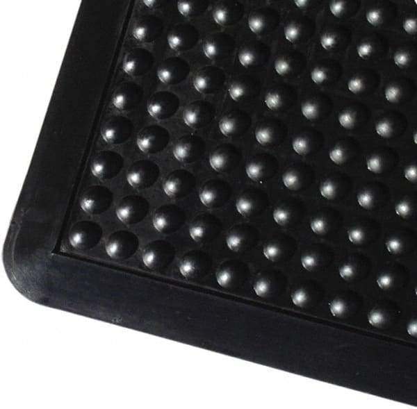 PRO-SAFE - 3' Long x 2' Wide, Dry Environment, Anti-Fatigue Matting - Black, Natural Rubber with Rubber Base, Rounded on 4 Sides - All Tool & Supply