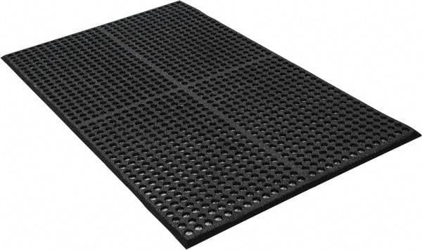 PRO-SAFE - 5' Long x 3' Wide, Dry/Wet Environment, Anti-Fatigue Matting - Black, SBR Rubber with Rubber Base, Beveled on 4 Sides - All Tool & Supply