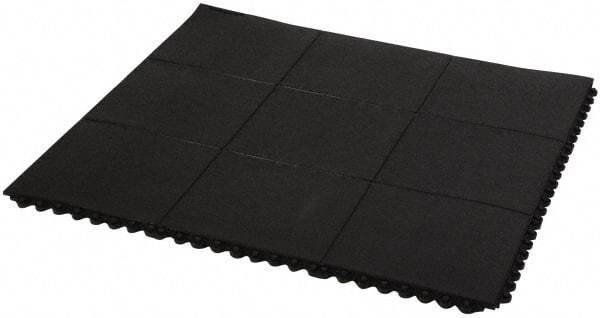 PRO-SAFE - 3' Long x 3' Wide x 5/8" Thick, Anti-Fatigue Modular Matting Tiles - 2 Interlocking Sides, Black, For Dry & Wet Areas, Series Pro-Safe - All Tool & Supply