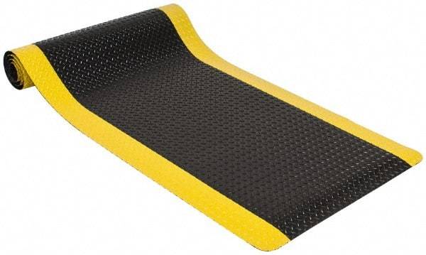 PRO-SAFE - 10' Long x 3' Wide, Dry Environment, Anti-Fatigue Matting - Black with Yellow Borders, Vinyl with Vinyl Sponge Base, Beveled on 4 Sides - All Tool & Supply