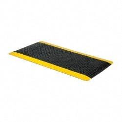 PRO-SAFE - 5' Long x 3' Wide, Dry Environment, Anti-Fatigue Matting - Black with Yellow Borders, Vinyl with Vinyl Sponge Base, Beveled on 4 Sides - All Tool & Supply