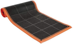 PRO-SAFE - 10' Long x 3' Wide, Dry/Wet Environment, Anti-Fatigue Matting - Black with Orange Borders, Natural Rubber with Rubber Base, Beveled on 4 Sides - All Tool & Supply