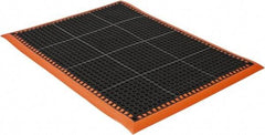 PRO-SAFE - 3' Wide, Dry/Wet Environment, Anti-Fatigue Matting - Black with Orange Borders, Natural Rubber with Rubber Base, Beveled on 4 Sides - All Tool & Supply