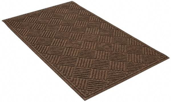 PRO-SAFE - 5 Ft. Long x 3 Ft. Wide, Poly Blended Carpet Surface, Raised Diamond Pattern Entrance Matting - 1/4 Inch Thick, Indoor, Heavy Traffic, Recycled Rubber, Walnut - All Tool & Supply