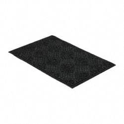 PRO-SAFE - 3 Ft. Long x 2 Ft. Wide, Poly Blended Carpet Surface, Raised Diamond Pattern Entrance Matting - 1/4 Inch Thick, Indoor, Heavy Traffic, Recycled Rubber, Black - All Tool & Supply