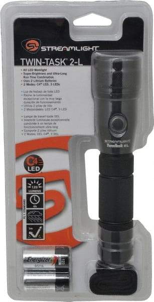 Streamlight - White LED Bulb, 120 Lumens, Industrial/Tactical Flashlight - Black Aluminum Body, 2 Lithium Batteries Included - All Tool & Supply