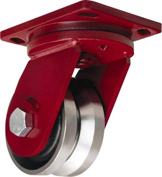 Hamilton - 6" Diam x 3" Wide, Iron Swivel Caster - 4,500 Lb Capacity, Top Plate Mount, 6-1/2" x 7-1/2" Plate, Tapered Roller Bearing - All Tool & Supply