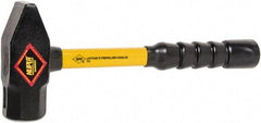 NUPLA - 4 Lb Head Forged Steel Cross Pein Hammer - 14" Fiberglass Handle, 1-3/4" Face Diam, 14" OAL - All Tool & Supply