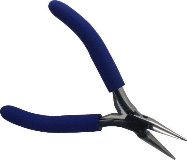 Aven - 4-1/2" OAL, 15/16" Jaw Length x 23/64" Jaw Width, Long Nose Chain Nose Pliers - Serrated Jaw, Standard Head, ESD Cushion Handles, with Spring - All Tool & Supply