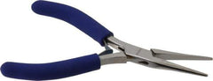 Aven - 5" OAL, 1-7/16" Jaw Length x 23/64" Jaw Width, Long Nose Chain Nose Pliers - Smooth Jaw, Standard Head, ESD Cushion Handles, with Spring - All Tool & Supply