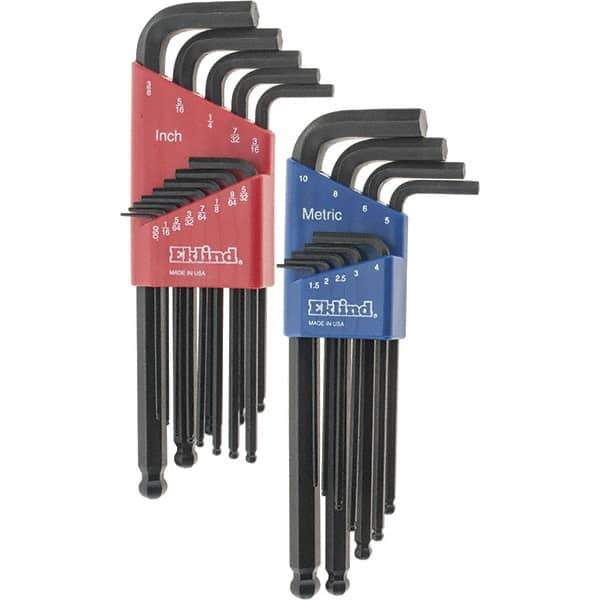 Eklind - 22 Piece L-Key Ball End Hex Key Set - Hex Range 0.05 to 3/8" - All Tool & Supply