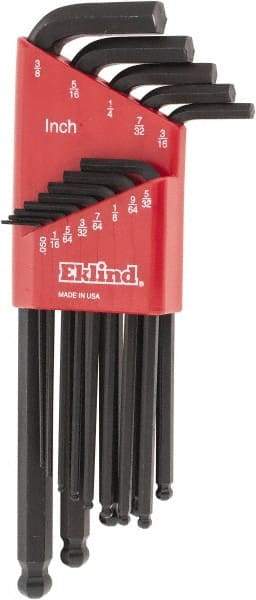 Eklind - 13 Piece L-Key Ball End Hex Key Set - Hex Range 0.05 to 3/8" - All Tool & Supply