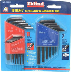 Eklind - 18 Piece L-Key Hex Key Set - Hex Range 0.05 to 1/4" - All Tool & Supply