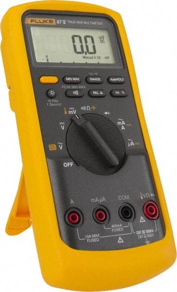 Fluke - 87-5, CAT IV, CAT III, 1,000 VAC/VDC, Digital True RMS Auto Ranging Manual Ranging Multimeter - 50 mOhm, Measures Voltage, Capacitance, Current, Frequency, Resistance, Temperature - All Tool & Supply