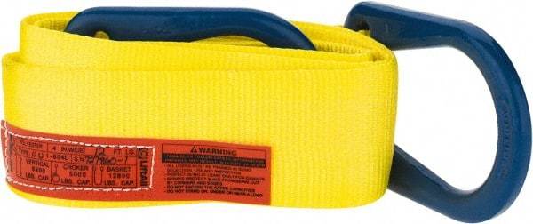 Lift-All - 12' Long x 4" Wide, 6,400 Lb Vertical Capacity, 1 Ply, Polyester Web Sling - 5,000 Lb Choker Capacity, Yellow - All Tool & Supply