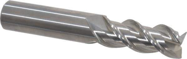 OSG - 1/2", 3 Flute, Single End, Solid Carbide, 0.02" Corner Radius End Mill - 3" OAL, 45° Helix, Right Hand Flute, 1-1/4" LOC, Right Hand Cut - All Tool & Supply