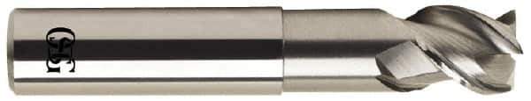 OSG - 1/4", 3 Flute, Single End, Solid Carbide, 0.06" Corner Radius End Mill - 2-1/2" OAL, 45° Helix, Right Hand Flute, 1/4" LOC, Right Hand Cut, 1-1/8" Extended Reach - All Tool & Supply