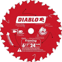 Freud - 6-1/2" Diam, 5/8" Arbor Hole Diam, 24 Tooth Wet & Dry Cut Saw Blade - Carbide-Tipped, Standard Round Arbor - All Tool & Supply