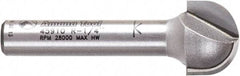 Amana Tool - 1/2" Cut Diam, 3/8" Length of Cut, 2 Flute Core Box Edge Profile Router Bit - Carbide-Tipped, 1/4" Shank Diam, 1-1/2" OAL, Uncoated - All Tool & Supply