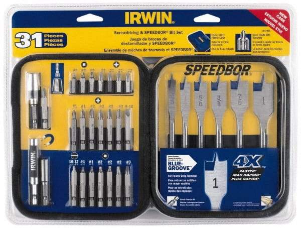 Irwin - 31 Piece, Bit Set - Phillips, Slotted, Square Point - All Tool & Supply