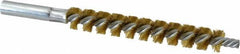 Schaefer Brush - 4" Brush Length, 9/16" Diam, Double Stem, Single Spiral Tube Brush - 6-1/4" Long, Brass, 12-24 Female Connection - All Tool & Supply