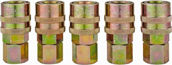 Value Collection - 5 Piece 1/4" Body 1/4 NPT 215 psi Steel Industrial Pneumatic Coupling Plug Set - All Tool & Supply