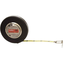 Lufkin - 50' x 3/8" Yellow Steel Blade Tape Measure - 1/10 & 1/100" Graduation, Black Steel Case - All Tool & Supply